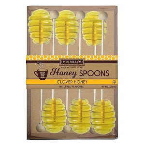 Melville Candy All Natural Honey Spoon Gift Set ? Spoons & Lollipops on Wooden Ball Sticks ? Gluten-Free, Made in USA Stirrers for Tea, Coffee, & Hot Beverages - Individually Wrapped (6-count, Honey Dipper) Melv