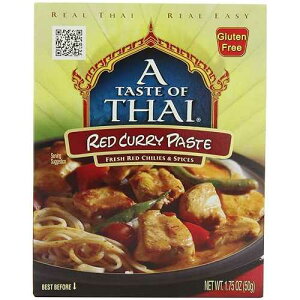 A Taste of Thai Red Curry Paste - 1.75 oz Pack of 12 Ready-to-Use Mix Flavored with Classic Thai Spices Use as Rub Marinade Dipping Sauce & More Non-GMO Gluten-Free No Preservatives A Taste of Thai Red Curry Paste -