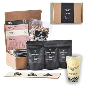 Locca Boba Tea Kit 24+ Bubble Teas Premium Peach Oolong Tea, Jasmine Tea, Black Tea Loose Leaf Teas Vegan & Gluten Free Boba Drink VIVANTE BOBA TEA KIT