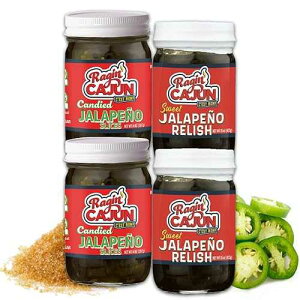 Jalapeno Variety Pack - Candied Jalapeno Slices 14 oz (2) + Sweet Jalapeno Relish 15 oz (2), Louisiana Condiments by Ragin' Cajun Ragin' Cajun Fixin's Jalape o Variety Pack - Candied Jalape o Slices 14 oz (2
