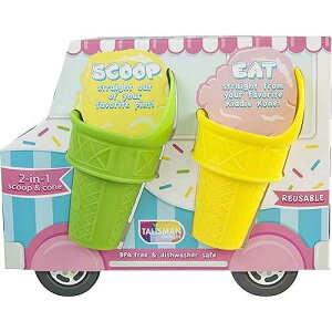 Talisman Designs Kiddie Kones Pink, Blue, Green & Yellow Set of 4 Mini Ice Cones Stand Upright, Cream, Frozen Yogurt & Sorbet