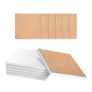 HooAMI Sublimation Blanks Coasters for Drinks, Ceramic Drink Coaster with Cork Backing Pads Heat Transfer Cup Coaster for DIY Crafts ting Home Decor, 6pcs Square