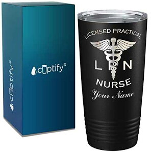 p[\iCYꂽ LPN FŌt ubN 20 IX XeXX`[ ^u[ Wt - fMJbv - gx}O Cuptify Personalized LPN Licensed Practical Nurse on Black 20 oz Stainless Steel