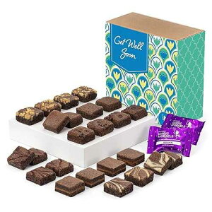 Fairytale Brownies Get Well Magic Morsel 24 Individually Wrapped Gourmet Chocolate Food Gift Basket - 1.5 Inch x 1.5 Inch Bite-Size Brownies - 24 Pieces - Item CJ424
