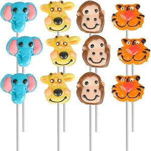 Zoo Animal |bvzՁAbAXeBbNtʕ 12  Fruidles Zoo Animal Lollipops Suckers, Fat-Free, 12 Individually Wrapped with Sticks