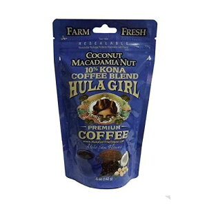 tK[ 10% nCA Ri R[q[ 5 IX obO (RRibc }J_~A ibcA1 pbN) Hula Girl 10% Hawaiian Kona Coffee 5oz Bag (Flavored with Coconut Macadamia Nut, 1Pack)