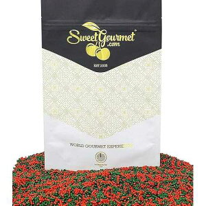 SweetGourmet Christmas Mix Sprinkles | Red & Green Holiday Mix | 1 Pound