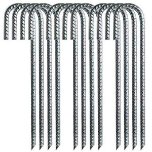 Toopify S؃Xe[N 12 pbNA12 C` J tbNϋvbLnʃAJ[ASȃegtFXp Toopify 12 Pack Rebar Stakes, 12 Inch J Hook Heavy Duty Galvanized Ground Anchors for Secure Tent Fence