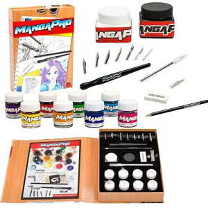 Sculpt Pro Premium Art Drawing Set-24 pc Manga Anime Animation Sketch & Comic Cartoon Tools Kit w Ink, Watercolors, Knives, Pen, Nibs, Eraser, and Pencils - For Beginners or Experts Illustration Gift Sculpt Pro Pre