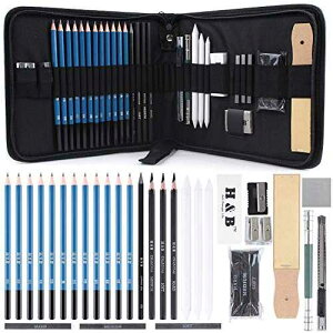 33s[XvtFbViA[gLbg`扔MAXPb`LbgAؒYMAOt@CgMASALbgobOt MINGLUN 33 Piece Professional Art Kit Drawing Pencils with Sketch Kit, Charcoal