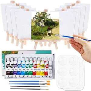 Mini Canvas and Easel, Cridoz 47 Pieces Small Canvas ting Set Includes Mini Easel, Acrylic t, tbrushes and Palette for Kids Artists Art Party Mini Canvas and Easel, Cridoz 47 Pieces Small Canvas ting Set Includes Mi