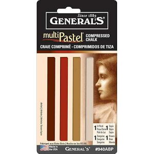 GENERAL'S General Pencil Company Compressed Pastel Chalk 4-Pack: Earth Tones