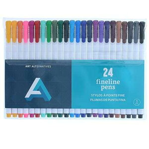 Art Alternatives Fine Liner Pen Set of 24, Multicolor, 0.4 mm fine line, Comfort triangular grip, Water based ink - Draw, Color, Write, Sketch, Take Notes Art Alternatives Fine Liner Pen Set of 24, Multicolor,