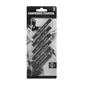 Huge Compressed Charcoal Sticks Set Soft Medium Hard Assorted Charcoal Pens Artist Students Drawing Blending Shading Sketching Charcoal Pencils Art Supplies, Black, 6 Pack Starsouce Huge Compressed Charcoal Sticks Set Soft