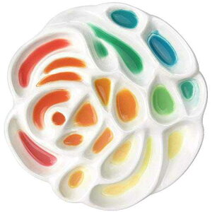 MEEDEN Porcelain Watercolor Paint Palette Rose Designed Tray for Artist Watercolor Gouache Painting Coloring, 6 inch in Diameter