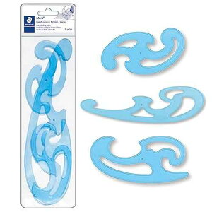 STAEDTLER Mars Professional French Curve Design Ruler Set for Pattern Making, 3 Essential A B C Shapes, Blue Transparent Plastic with Inking Edge STAEDTLER Mars Professional French Curve Design Ruler Set for Pattern Maki