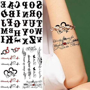 Glaryyears Letter Temporary Tattoo, 5-Pack Words Fake Tattoos, Long-lasting Realistic Tattoos Stickers for Body Finger Wrist, Mark for Women Men Adults Party Supplies Favors Glaryyears Letter Temporary Tattoo, 5-Pack Words