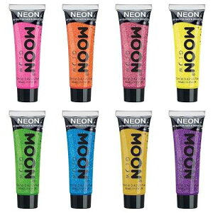 Moon Glow - Blacklight UV Glitter Face & Body Gel - 12ml Set of 8 - Blacklight Face Paint - Glows Brightly Under Blacklight