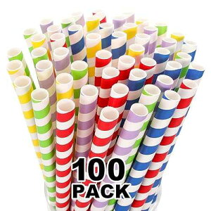 Hiware 100 Pack, Extra Wide Paper Smoothie, Boba Straws - 10 mm Wide Biodegradable Straws for Bubble Tea (Tapioca, Boba Pearls), Milkshakes, Jumbo Drinks - Shower, Wedding Party Supplies Decorations