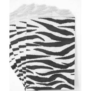 MyCraftSupplies 100 Zebra Print Paper Bags 6x9 Inches Flat Merchandise Bags