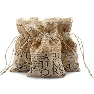 Summer-Ray 20 wVAzobO j҂݃[Xƃlzt (6.2C` x 3.8C`) fpȌ̋LOi Summer-Ray.com Summer-Ray 20 Hessian Burlap Bag with Crochet Lace & Linen Cloth (6.2" x 3.8") Rustic Wed