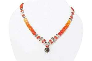X[L[NH[c r[Y lbNX IW J[lA X^[O Vo[ p[c 16 C` WFXg[ WG[ anushruti Smoky Quartz Beads Necklace with Orange Carnelian Sterling Silver F