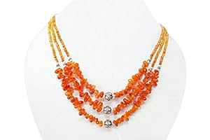 IW J[lA r[Y  lbNX X^[O Vo[  16 C` WFXg[ r[Y WG[ anushruti Orange Carnelian Beads Handmade Necklace Sterling Silver findings 16" Gemstone