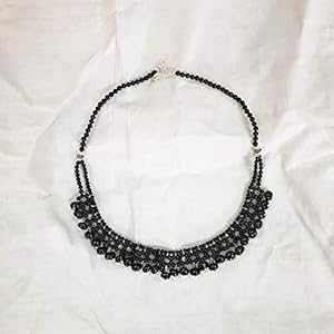 ubN Xsl Neckalce r[Y `[J[ X^[O Vo[ WFXg[ r[Y WG[ Mtg p anushruti Black Spinel Neckalce Beads Choker with Sterling Silver Gemstone Beaded Jewelry Gift 