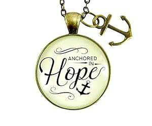 Gutsy Goodness 24 C` AJ[h C z[v lbNX qCe[} Mt  `[ WG[ Gutsy Goodness 24" Anchored in Hope Necklace Nautical Theme Faith Words Determination Charm Jewelry