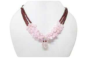 X^[OVo[̃p[cŎdグ[YNH[cƃK[lbg̃fUCi[r[YlbNX anushruti Rose quartz & Garnet designer beads necklace finished with Sterling silver findings