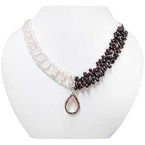 sNK[lbg[YNH[cr[YlbNXX^[OVo[ΎWG[ anushruti Pink Garnet Rose Quartz Beads Necklace with Sterling Silver Findings Gemstone Handmade Jewelry