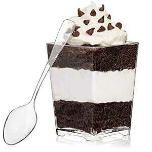 Oasis Creations XNGAfU[gJbv - 4IX - ϋv̂NX^NAvX`bN - 50 - fU[gAO؁A؁AvA[XȂǂɍœKłB Oasis Creations Square Dessert Cup - 4 Ou