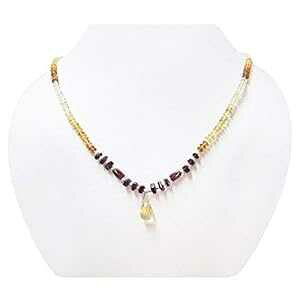 Vg eBAhbv r[Y lbNX Xgh sN K[lbg r[Y Vo[925 p[ct 16C` anushruti Citrine Teardrop Beads Necklace Strand with Pink Garnet Beads with 925 Silver Findings 16
