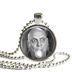 Uncle Fester 1 �C���` �V���o�[ ���b�L �A�_���X �t�@�~���[ �y���_���g �l�b�N���X The Spider's Parlor Uncle Fester 1 inch Silver Plated Addams Family Pendant Necklace