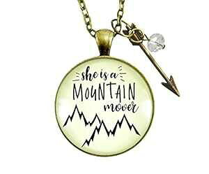 Gutsy Goodness 24 C` ޏ̓}Ee [o[ lbNX `x[VlԓxWG[ Gutsy Goodness 24" She is a Mountain Mover Necklace Motivated Life Attitude Jewelry