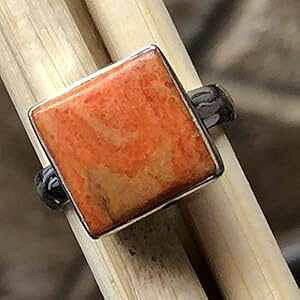 �V�R�X�|���W�R�[���� 925 �\���b�h�X�^�[�����O�V���o�[�����O �T�C�Y 6.5 Natural Rocks by Kala Natural Sponge Coral 925 Solid Sterling Silver Ring Size 6.5