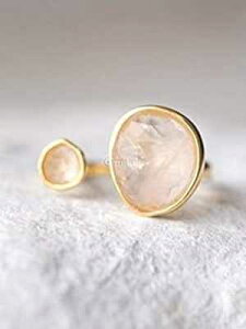 _uXg[͋[[YNH[cI[vT[NCgsNO MJLuLu Double Stone Simulated Rose Quartz Open Circle Light Pink Ring