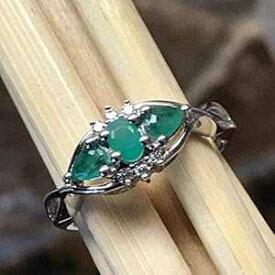 ナチュラル 1ct グリーン エメラルド 925 ソリッド スターリング シルバー リング サイズ 6 Natural Rocks by Kala Natural 1ct Green Emerald 925 Solid Sterling Silver Ring Size 6