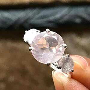 VR 2.5 Jbg sN [Y NH[c 925 X^[O Vo[ O TCY 5.75A6A6.75A7A7.75A8A8.75A9 Natural Rocks by Kala Natural 2.5ct Pink Rose Quartz 925 Sterling Silver Ring Size 5.75, 6, 6.75, 7, 
