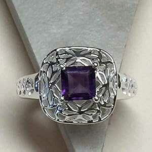 �V�R 1ct �A���W�X�g 925 �\���b�h �X�^�[�����O �V���o�[ �����O �T�C�Y 6.75 Natural Rocks by Kala Natural 1ct Amethyst 925 Solid Sterling Silver Ring Size 6.75