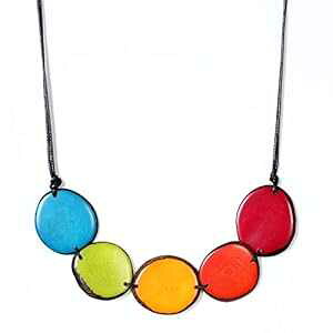 ^OA`bvlbNX C{[J[ nhCh tFAg[h FLORAMA Natural Jewelry Tagua Chips Necklace in Rainbow Colors Handmade Fair Trade