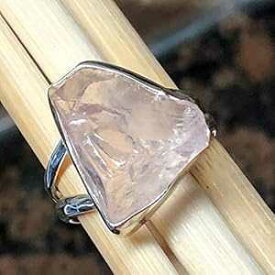 天然生ピンク ローズ クォーツ 925 ソリッド スターリング シルバー リング サイズ 8.5 Natural Rocks by Kala Natural Raw Pink Rose Quartz 925 Soild Sterling Silver Ring Size 8.5