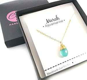 ANA} WFXg[ 3 ̒a lbNX - 14K S[htBh uIbg eBAhbv WG[ - ޏւ̃Mtg CY Design Studio Aquamarine Gemstone March Birthstone Necklace - 14k 