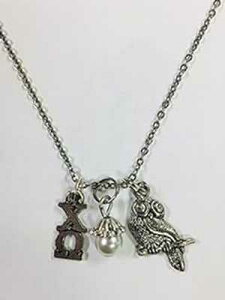 Chi Omega XO gI `[ lbNX qwNu MV lbNXA18 C` `F[ Ann Peden Jewelry Chi Omega XO Trio Charm Necklace Sorority Greek Necklace, 18 inch chain