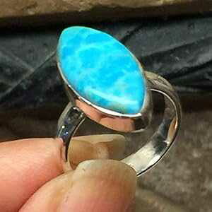 i` u[ nx ^[RCY 925 \bh X^[O Vo[ O TCY 7 Natural Rocks by Kala Natural Blue Mohave Turquoise 925 Solid Sterling Silver Ring Size 7