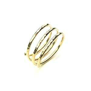 14K �S�[���h�t�B���h���C���[�̃S�[���h���b�v�A���E���h�����O�A���߉\�ȃg���v���o���h Twisted Designs Jewelry Gold Wraparound Ring in 14k Gold Filled Wire, Adjustable Triple Band