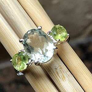 VR 4ct O[ AWXgAO[ Abv yhbg 925 \bh X^[O Vo[ O TCY 7.75 Natural Rocks by Kala Natural 4ct Green Amethyst, Green Apple Peridot 925 Solid Sterling Silver Ri