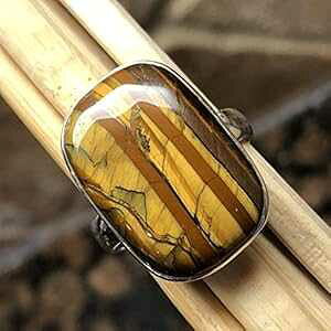 {̃bh ^CK[ ACA 925 \bh X^[O Vo[ O TCY 8.5 Natural Rocks by Kala Genuine Red Tiger Iron 925 Solid Sterling Silver Ring Size 8.5