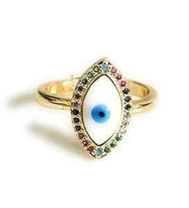 �����̂��߂̃G�i�����׊ᒲ�߉\�ȃ����O�ی�M�t�g Sifrimania Enamel Evil Eye Adjustable Ring Protection Gift for Women