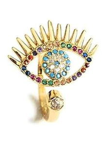 �r�b�O�C�[�r���A�C���߉\�ȃL���[�r�b�N�W���R�j�A�S�[���f�������O Sifrimania Big Evil Eye Adjustable Cubic Zirconia Golden Ring